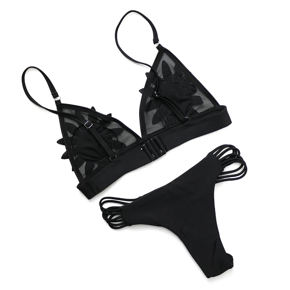2018 New Bandage Two-pieces Bikini Set Sexy Push-up 3D Floral Swimwear Women Swimsuit Female Bathing Suit Bathers Beachwear (3)