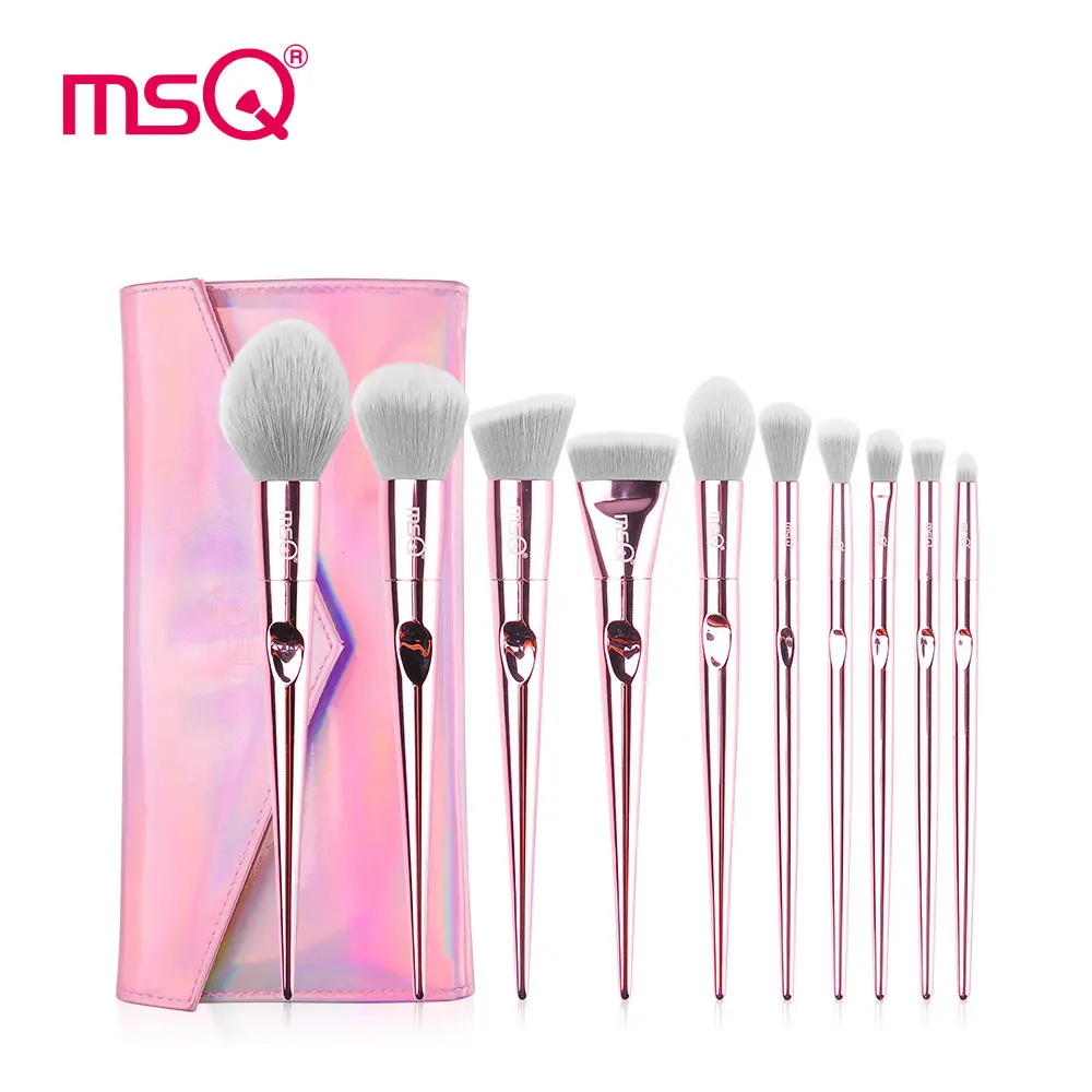 

New Pink MSQ10Pcs Professional Makeup Brushes Set Blusher Foundation Eyeshadow Make Up Brushes Kit Travel Make Up Tool Maquiagem