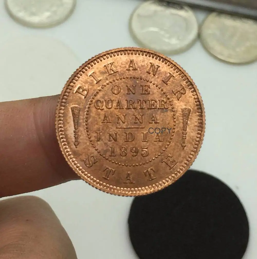 Новая продукция британская Восточная Индия Виктория императрица 1895 Qne Quarter Анна биканар состояние красная медь имитация монеты может получить на заказ