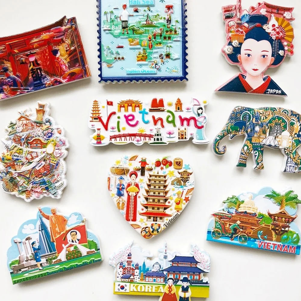 Souvenir NEUHEIT Kühlschrank-Magnet Vietnam Asien Karte / Flagge Geschenk 