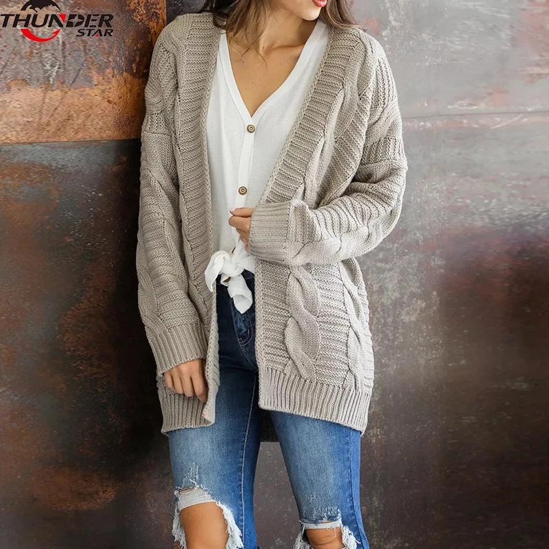 Sueter De Rebeca Larga De Punto Para Mujer Sueter Sueltos Y Suaves Cardigan Abrigo Informal Calido Prendas De Vestir De Gran Tamano Otono E Invierno Caquetas De Punto Aliexpress