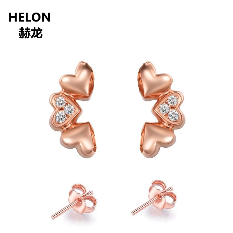 

Solid 14k Rose Gold SI/H Full Cut Natural Diamonds Stud Earrings Engagement Wedding Anniversary Women Earrings Fine Jewelry