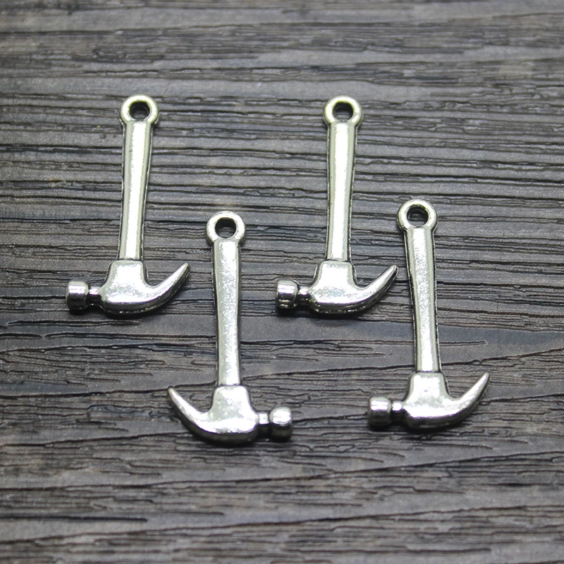 35pcs Tool Charms Antique Silver Tone Hammer Charms pendant 25mm X 13mm