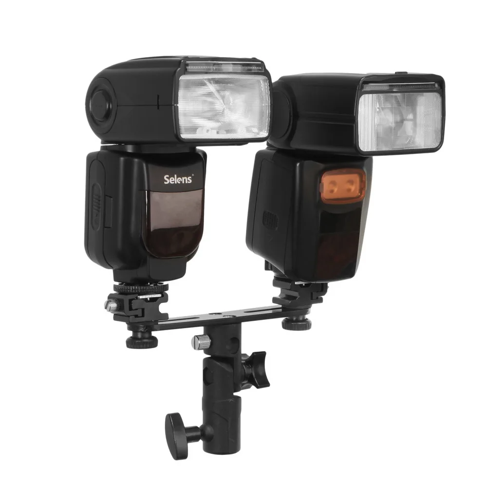 Selens double hot shoe Speedlite umbrella holder Swivel Light Stand Bracket all metal | Электроника