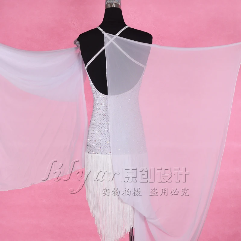 Женское платье для латинских танцев со стразами, костюмы для соревнований, белые танцевальные юбки с кисточками, вечерние платья