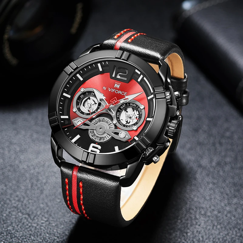 BEST SELLER  NAVIFORCE Men Watch Luxury Brand Fashion Sports Quartz Watches Male Leather Calendar Waterproof Clo