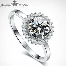 Jewellwang Moissanite Rings Original Flower Design 1.00ct Carat 18K White Gold Engagement Rings For Women Fine Jewelry Girl Gift
