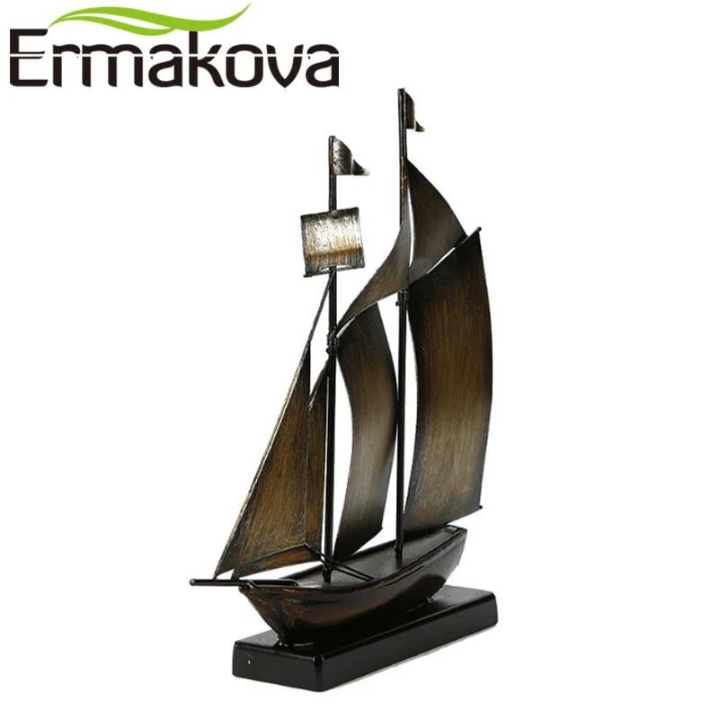 ERMAKOVA Ретро металлический корабль модель лодка фигурка парусник миниатюрный