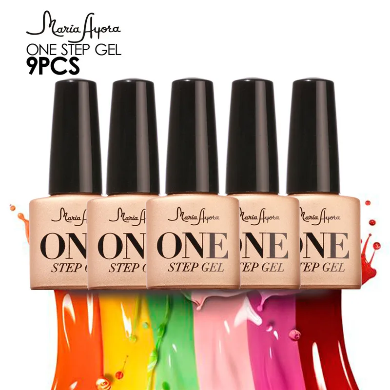 

9PCS 3 in 1 Gel Varnish Soak Off No Base Coat Top Coat UV One Step Professional Nail Gel Polish