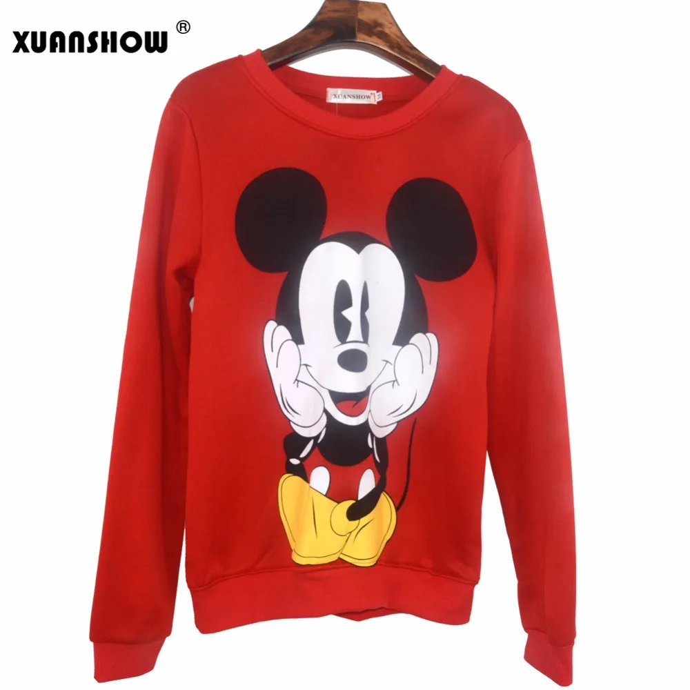  XUANSHOW 2019 Women Sweatshirts Hoodies Character Printed Casual Pullover Cute Jumpers Top Long Sle