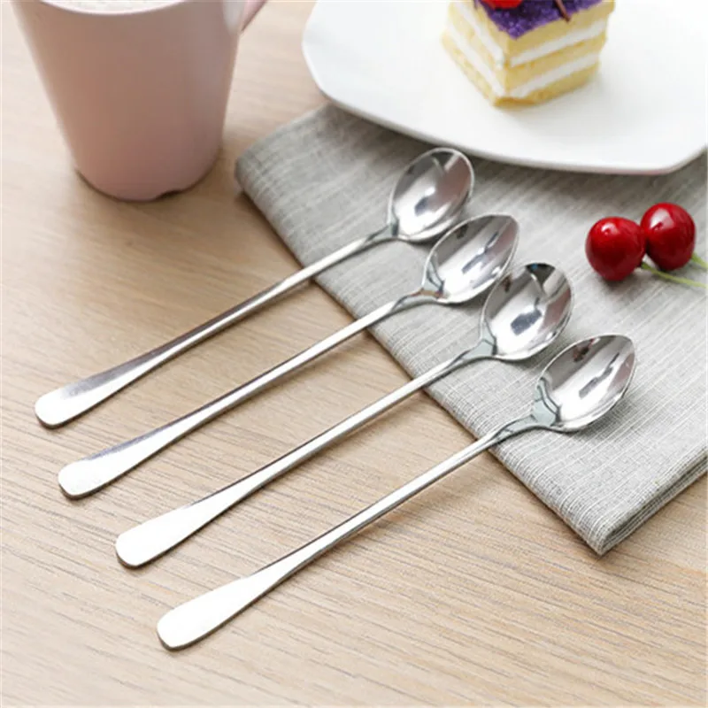 

1Pc Long Handled Coffee Spoon Stainless Steel Teaspoon Ice Cream Dessert Tea Spoon New Kitchen Things Household Things