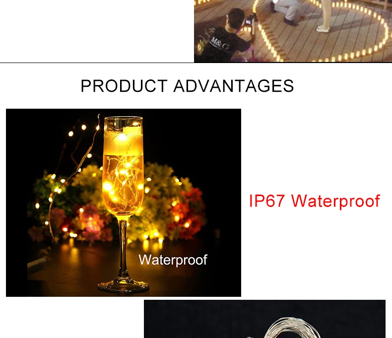 Foxanon LED string Atmosphere Night Light Waterproof  2M Candle table lighting RGB DIY Decoration Wedding Christmas Silver wire04