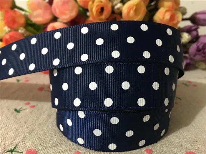 

Free shipping (25mm) Grosgrain ribbon Polka Dots printed black ribbon with white dots, DIY hairbow accessories, gift package