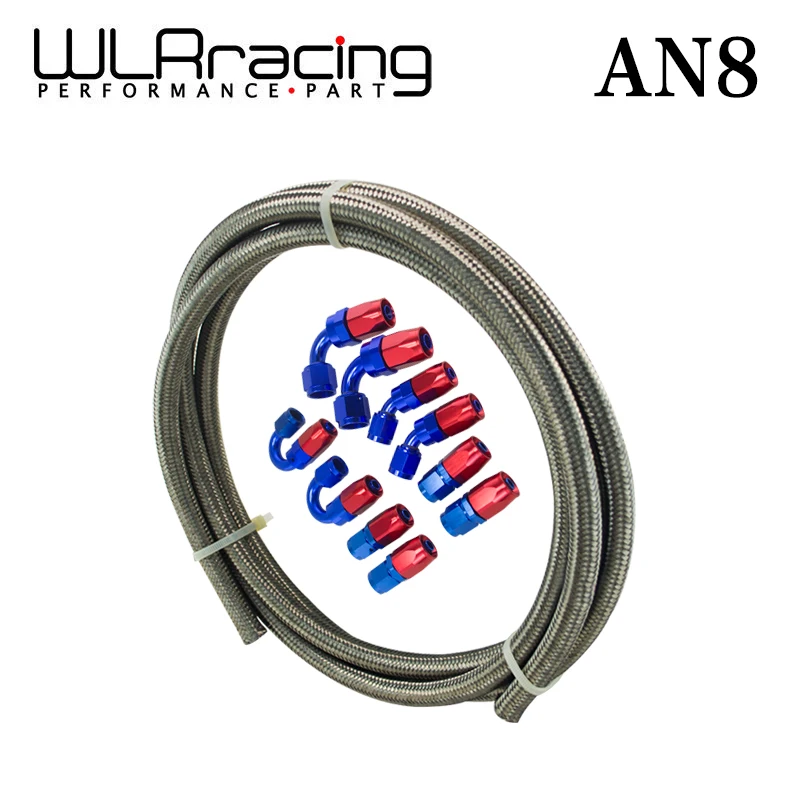 

WLR RACING - AN8 STEELNESS/STEEL BRAIDED 5M AN8 STAINLESS OIL/FUEL OIL LINEline+8AN Fitting 8- AN Hose End Adaptor KIT WLR7113+