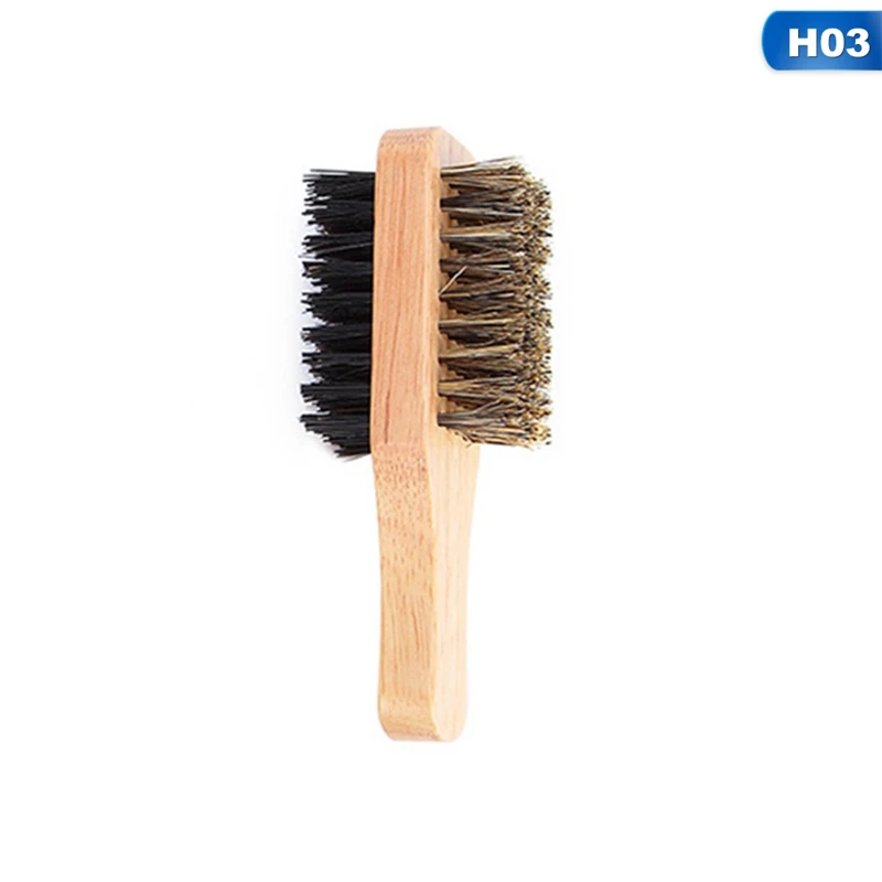 3 размера Двухсторонняя щетка для волос борода щетка деревянная ручка массаж лица Борода Стайлинг - Цвет: 3
