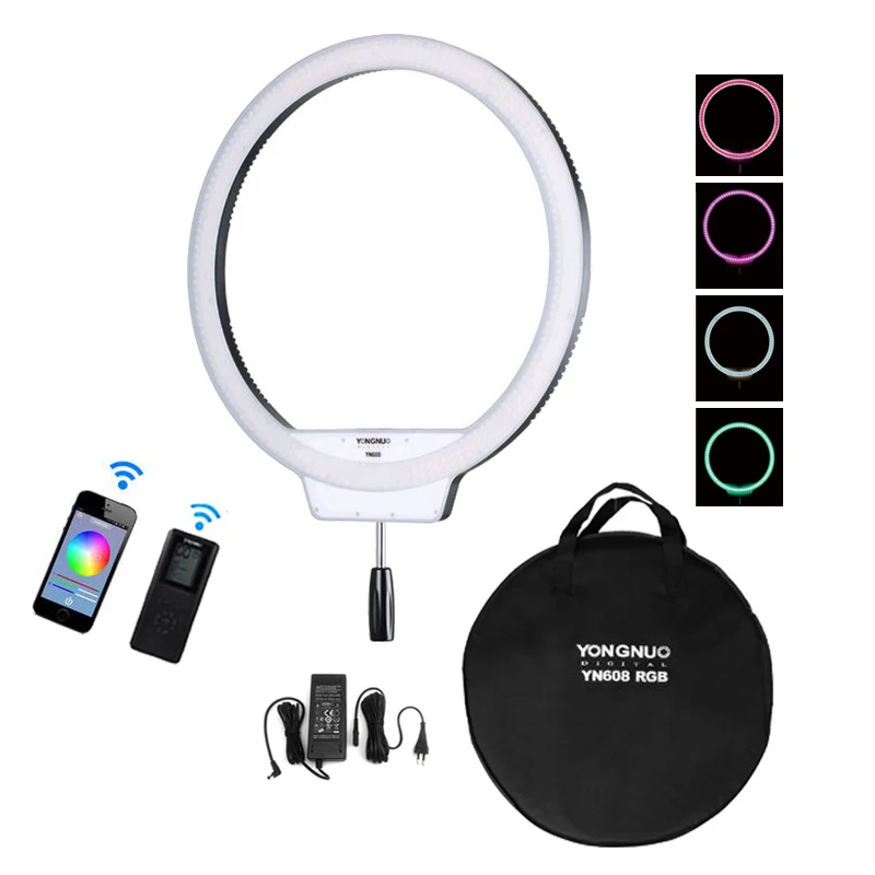 Полноцветный кольцевой светодиодный светильник Yongnuo YN608 RGB 5500K Белый/двухцветный