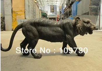 

00897 Chinese Folk Bronze Carved ferocity animal Tiger lucky Feng shui beast Statue