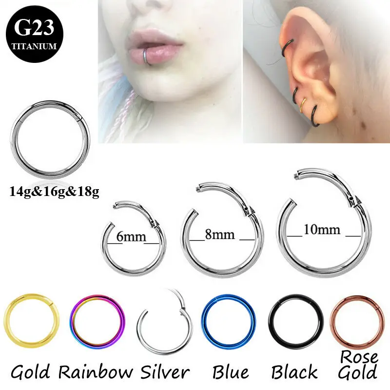 

1PC G23 Titanium Hinged Segment Nose Ring Nipple Clicker Ear Cartilage Tragus Helix Lip Piercing Unisex Fashion Jewelry