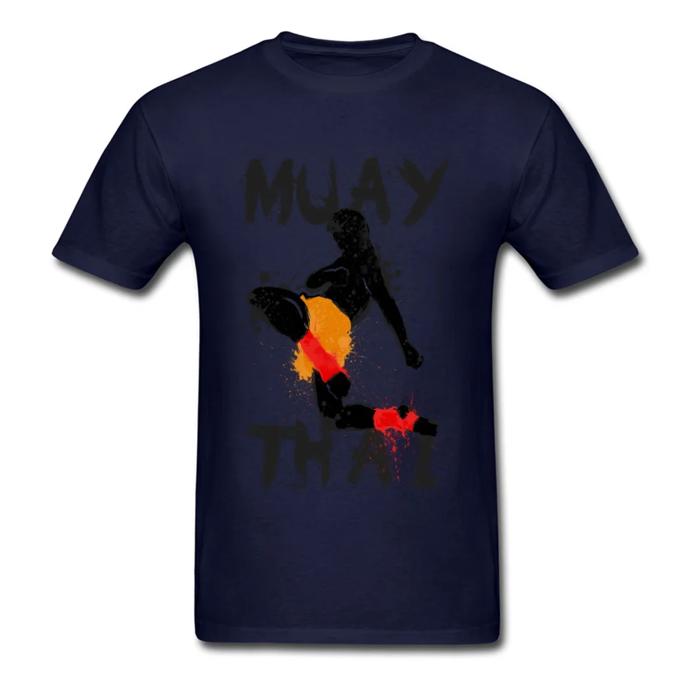 Geek Muay Thai Fighter Men Top T-shirts New Arrival Summer Short Sleeve Crewneck 100% Cotton Tees Design Tee-Shirts Muay Thai Fighter navy