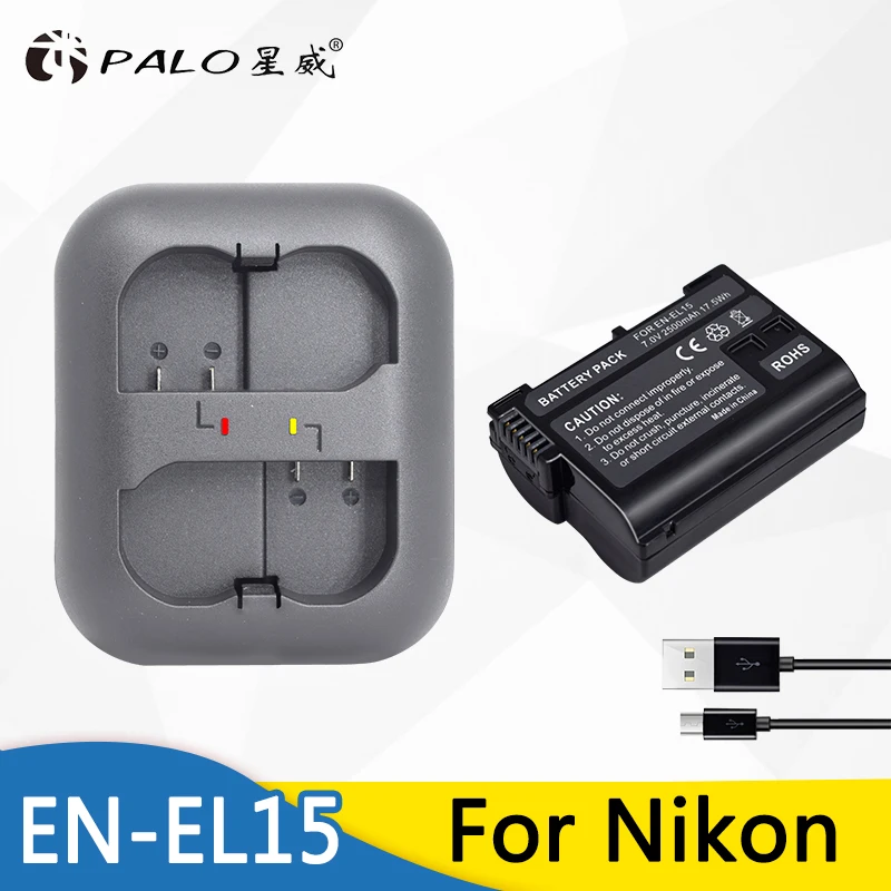 1xPalo EN-EL15 ENEL15 EN EL15 цифровой аккумулятор + LED двойной USB зарядное устройство для Nikon