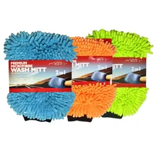 3 Pacco Auto Brillare 2 IN 1 Chenille di Microfiber Car Wash guanto/Guanto Blu, Verde, Arancione 3 Colori Disponibili Ora Auto Tampone di Pulizia