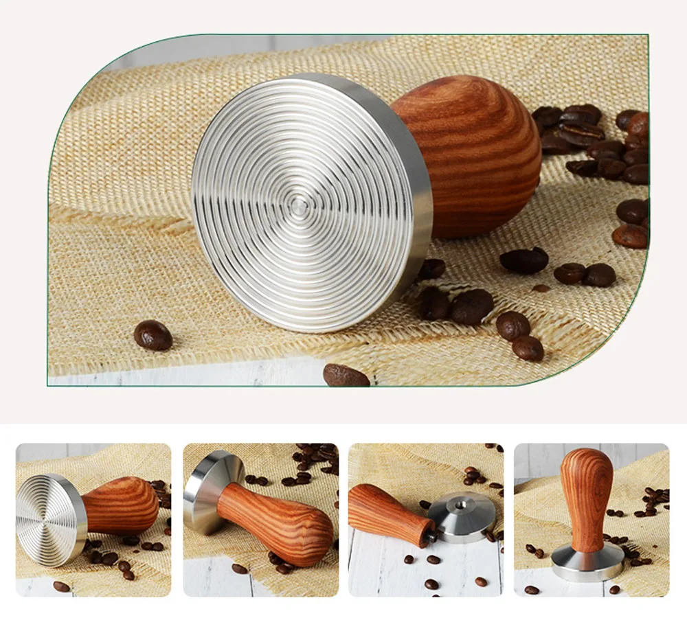 BETOHE Новая нержавеющая сталь 58 мм деревянная ручка кофе Темпер Бариста Эспрессо Темпер кофе в зернах