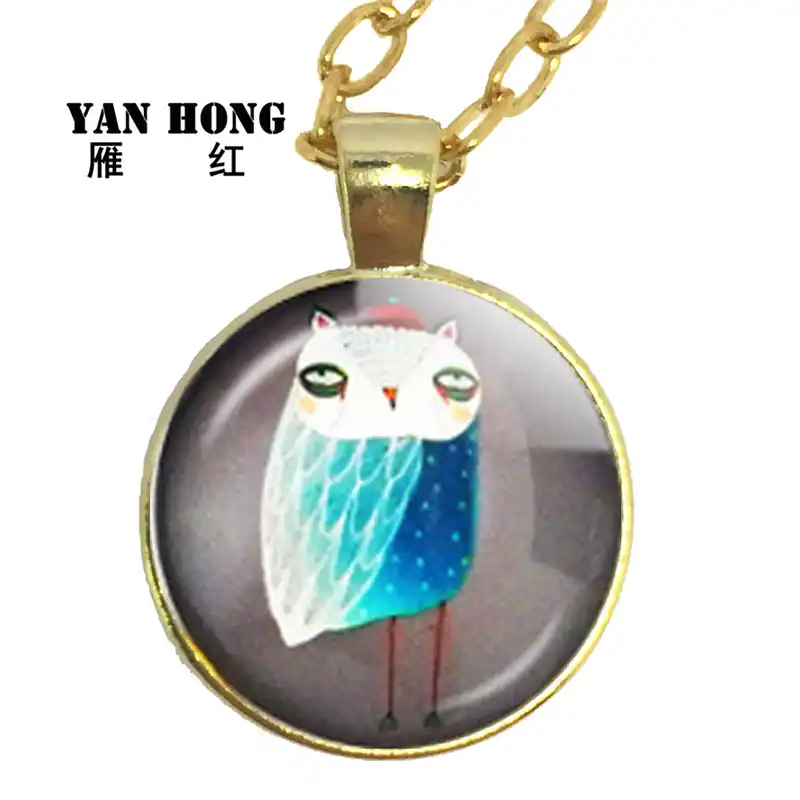 Стекло модное Кристальное ожерелье ручной работы, сова мультфильм дизайн. Сова-символ мудрости и мужества. Это подарок на день рождения