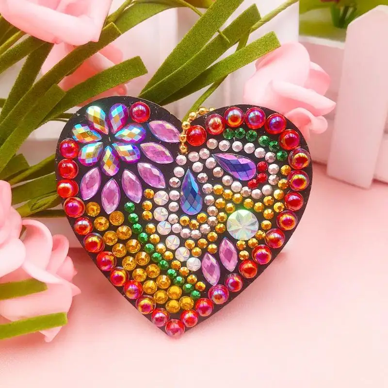 DIY Full 5D Diamond Keychain 1-6 PCS Special Shaped Diamond Painting Heart Animal Car Keychain Embroidery Women Bag Key Chain