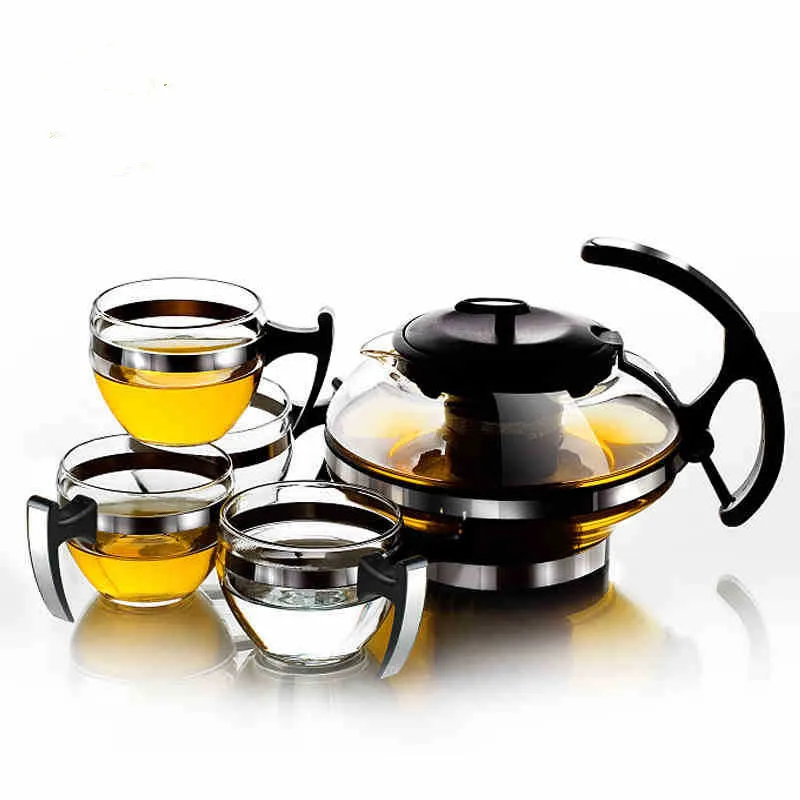 750ML Glass Kettle with 4x150ML Cup Creative Household Tea Set for Your