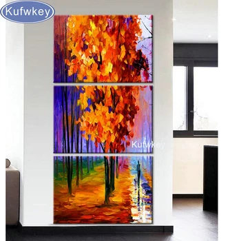 

5d DIY Diamond Painting Cross Stitch Kits Full Diamond Embroidery Diamond Mosaic 5d art triptych Autumn nature scenery 3 pcs