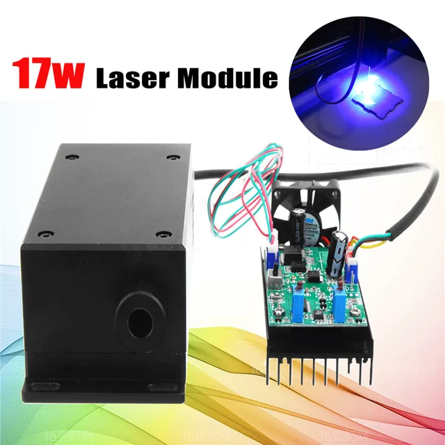 450/445nm 17W High Power Laser Head Engraving Module Adjustable Focal 17000mw Blue Laser Module DIY Wood Metal Engraving Machine