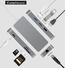 Thunderbolt 3 USB C Type C to HDMI 4K USB3 0 Hub Ethnernet RJ45 1000Mb TF