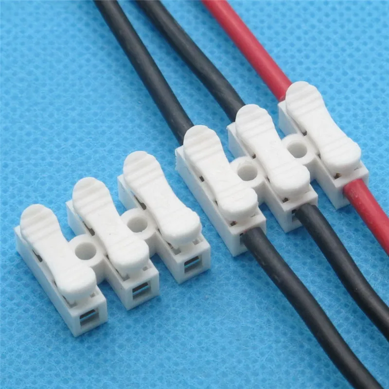 

50pcs 3p Spring Connector wire with no welding no screws Quick Connectos cable clamp Terminal Block 3 Way Easy Fit for led strip