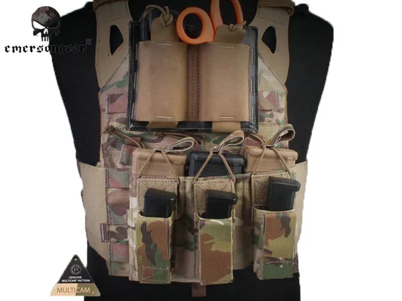 Военный Wargame нейлоновый Тактический Подсумок Emerson 5,56& пистолет тройной с открытым верхом подсумок EM6363 мультикам черный Coyot AOR