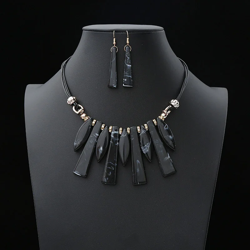 Crazy Feng эфиопские серьги и ожерелье, набор для женщин, винтажное большое ожерелье, кулон, на заказ, ювелирные наборы, вечерние аксессуары - Окраска металла: 3