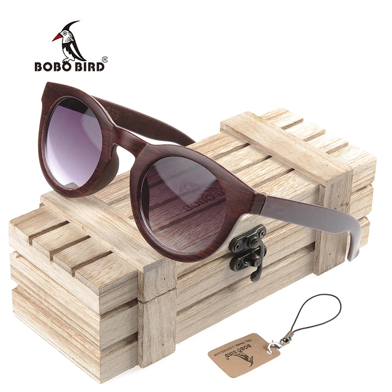 

BOBO BIRD CG012 Simple Cat Eye Design Imitative Sunglasses Handmade Cheap Plastic Glasses Wood Box oculos de sol feminino