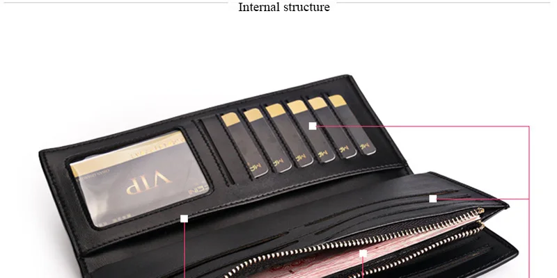 LMS 2017 Litchi Pattern Long Leather Womens Wallets And Purses Fashion Zipper & Hasp Clutches Women Bag Phone Card Holder Wallet (7)