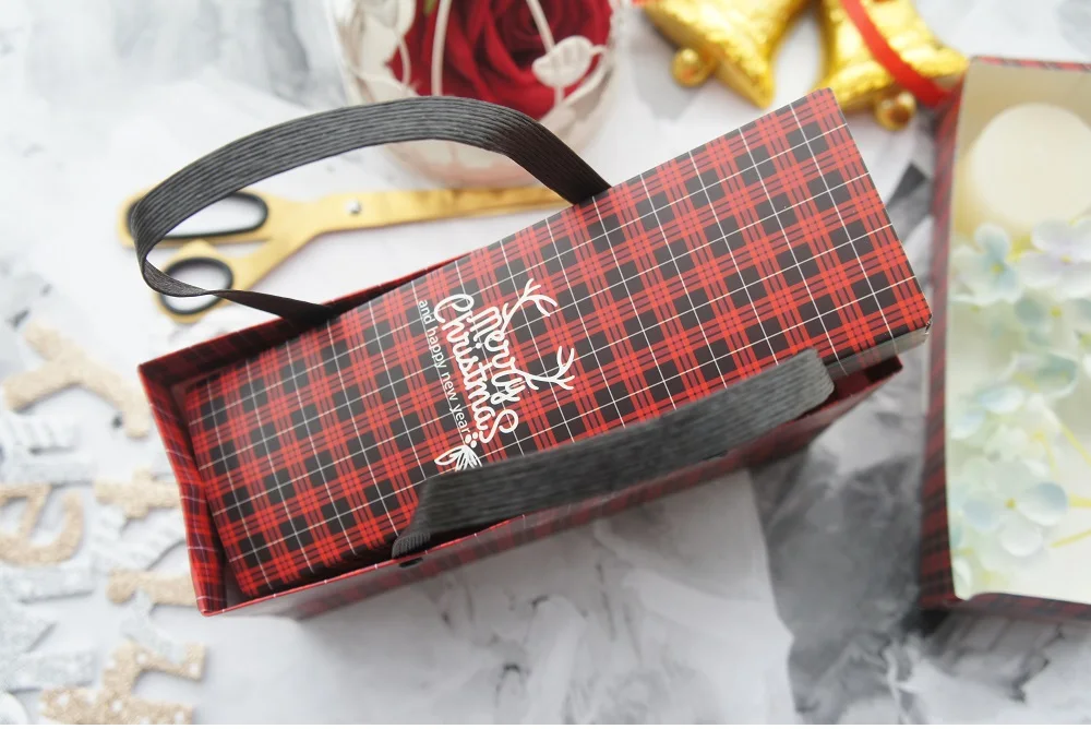 Новинка 21,5*7*5 см 10 шт Рождество Золотой Лось клетчатая бумага коробка как макароны печенье шоколад День рождения подарки держать упаковку