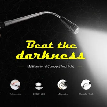 

Multifunctional Telescopic Flexible Flexible Neck Telescopic 3 LED Torch Flashlight Magnetic 360 Degree Pick Up Tool Lamp Light