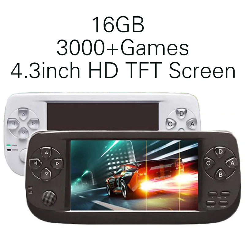 

PAP K3 Plus Retro Game Console 4.3 inch HD 16GB Built-in 3000 Retro Classic Games 64 Bit Portable mini Handheld Game Players