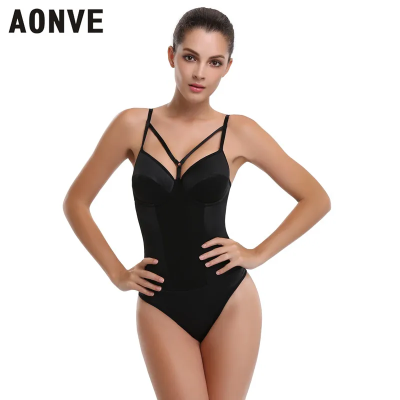 AONVE 2017 NEW black Bra Bodysuit Vestido Backless Bralette Modeling