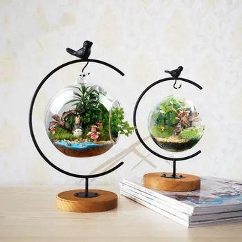 

Selling new home decoration micro - landscape glass hanging bottle iron frame multi - meat suspension bracket