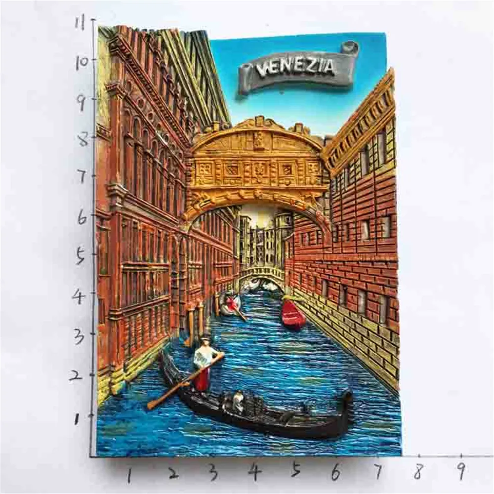 

New Hot Europe Italy Venice Travel Souvenirs Fridge Magnets Resin Handmade 3D Venizia Gondola Magnetic Refrigerator Sticker