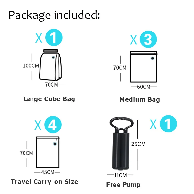 Вакуумный пакет для хранения одежды с насосом органайзер для шкафа, гардероба складной Чемодан сумка для хранения Пластик Экономия пространства мешок сжатия - Цвет: 8 PCS