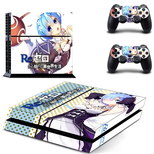 Anime Cute Girl Rem RE: Life in A Different World From Zero PS4 Skin Sticker For Sony PlayStation 4 Console and Controllers 