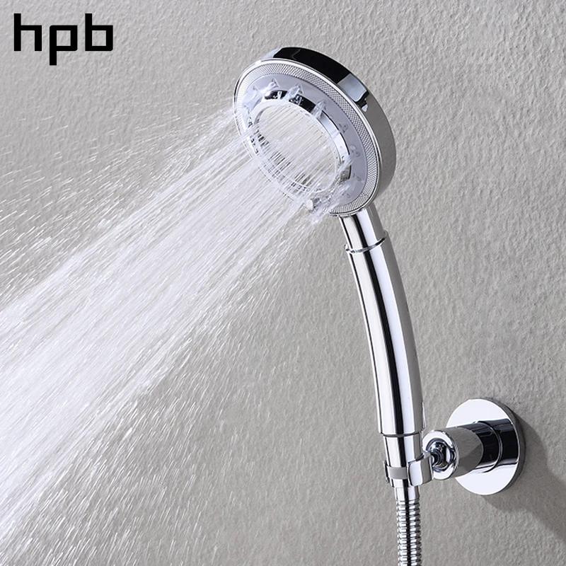 HPB ABS Water Saving Round Bathroom Shower Head Booster Showerhead High Pressure Handheld Hand Shower Douche HP7112