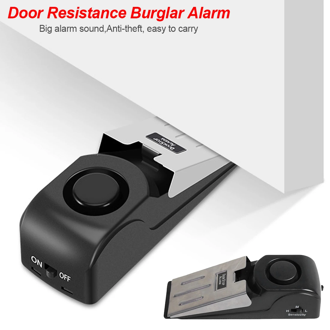 

Door Stopper Door gap alarm Home Safety 150 dB Vibration Triggered alarm whistle System