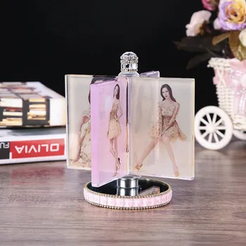 

Creative Luminous Crystal Frame Luxurious Rotary Diamond Photo Album Home Desktop Decoration Handicraft Birthday Wedding Gifts