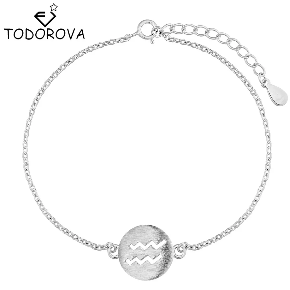 

Todorova 12 Zodiac Aquarius Signs 925 Sterling Silver Jewelry Constellation Bracelets for Women Gifts Link Chain Bracelet