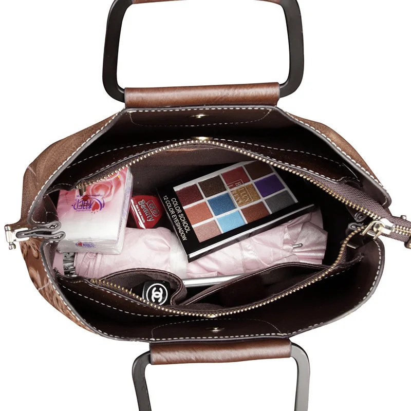 AETOO Leather women's bag, retro lady handbag, fashion crossbody bag, cowhide shoulder casual wipe color leather bag